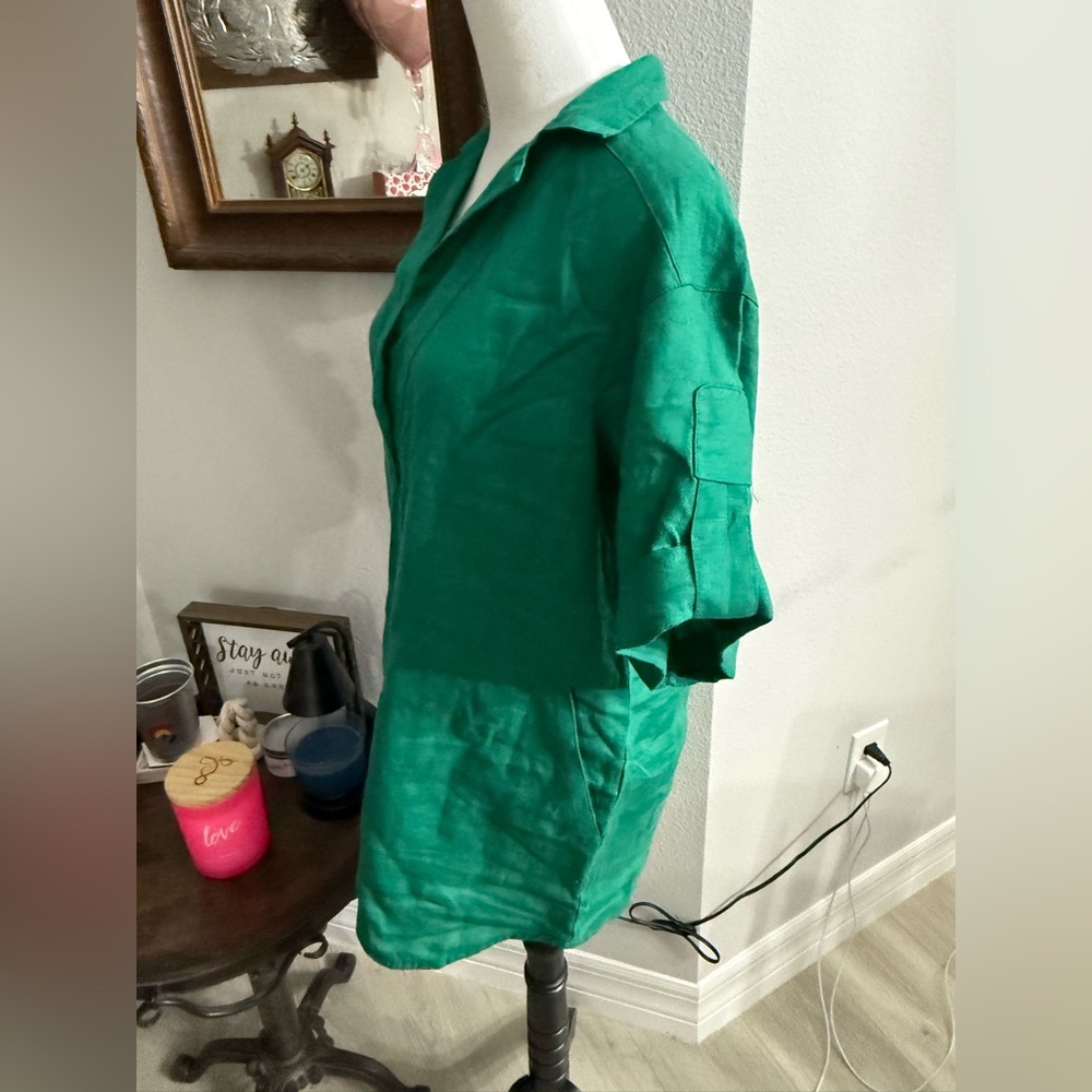 Zara Basic Emerald Green Tunic Top with pockets - image 2